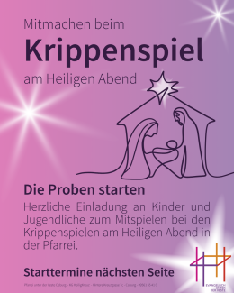 Plakat für die Krippenspielproben