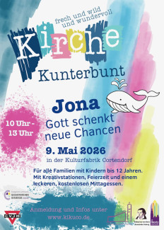 Plakat der Kirche Kunterbunt