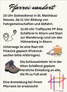 Pfarrei wandert 26.04.2026 -Programm